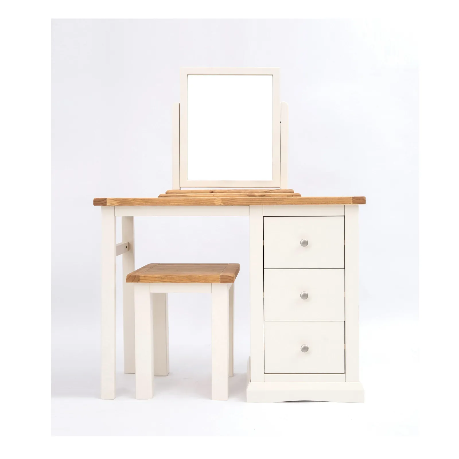 Cabinet Bits Castelli 3 Drawer Dressing Table Set Chrome Knob in Off-White
