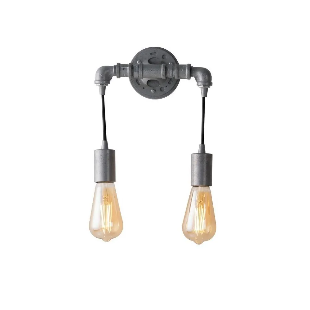 Netlighting Amarcord Pipe Effect Twin Wall Lamp Zinc E27 in Grey