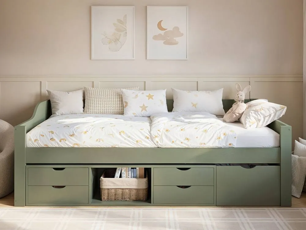 Flair Blair Low Sleeper Bed with Storage in Green 3