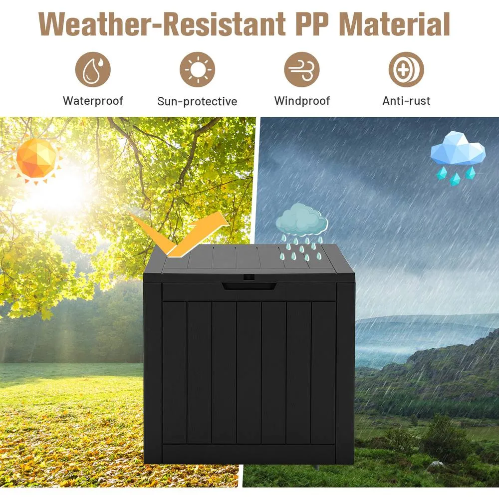 Costway Outdoor Garden Storage Box Waterproof Patio Utility Chest Plastic Lid Container in Black 4