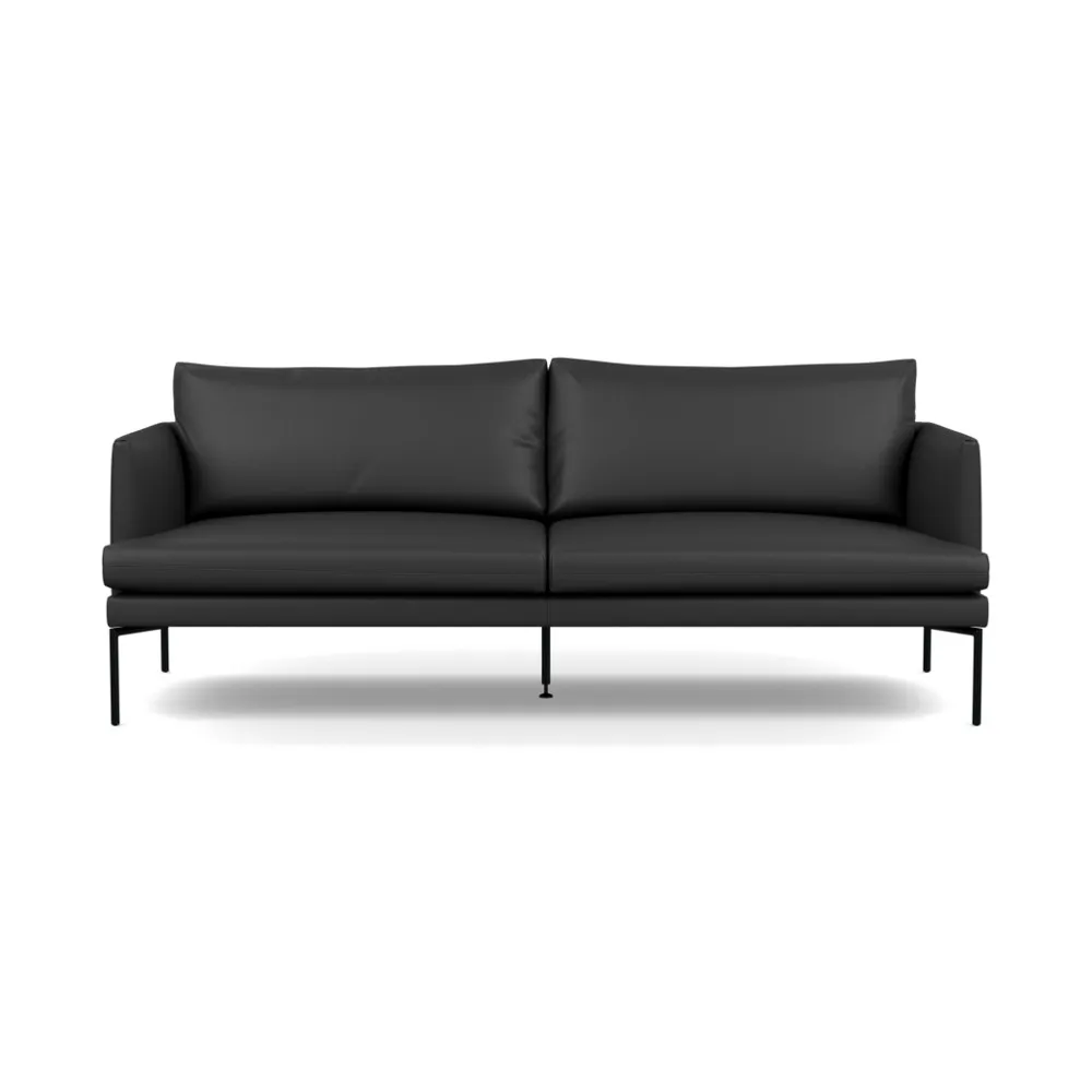 Heal's Matera 3 Seater Sofa Leather Hide Graphite 7181 Black Feet