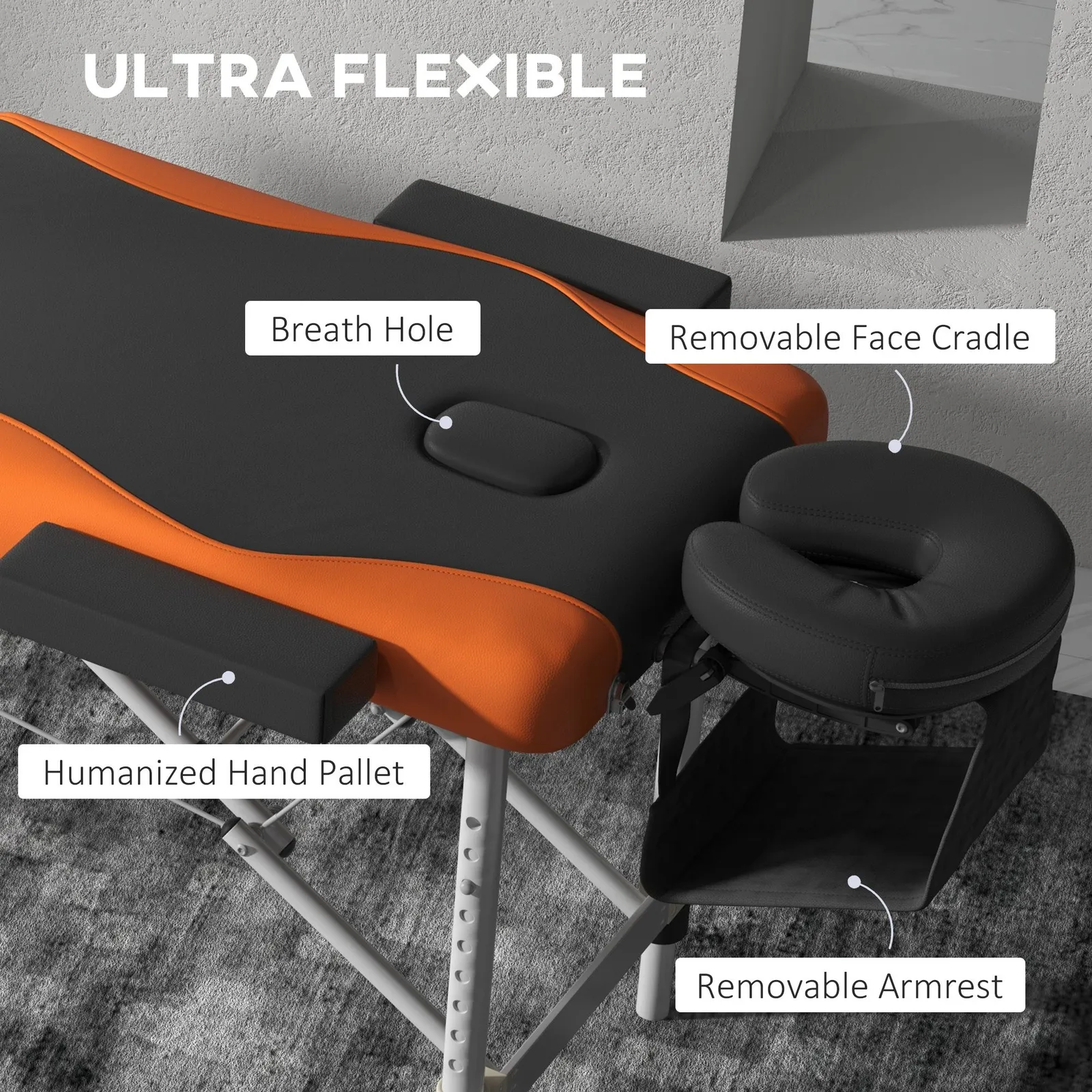 HOMCOM Portable Massage Table Beauty Therapy Couch Bed Spa Aluminum in Orange 5