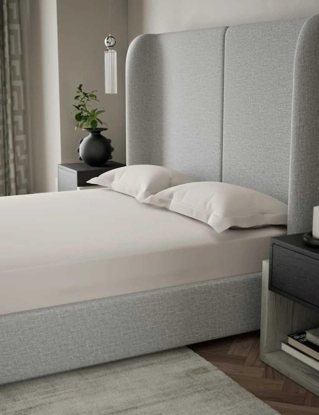 M&S X Kelly Hoppen 500TC Cotton Sateen Deep Fitted Sheet Cream