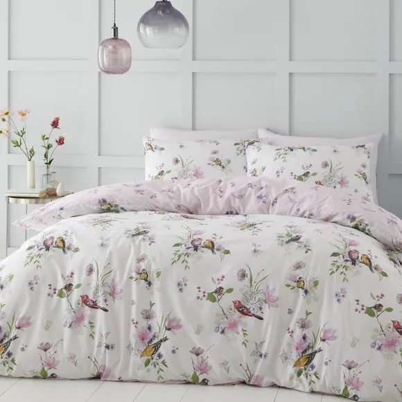 Catherine Lansfield Songbird Reversible Duvet Cover & Pillowcase Set 1