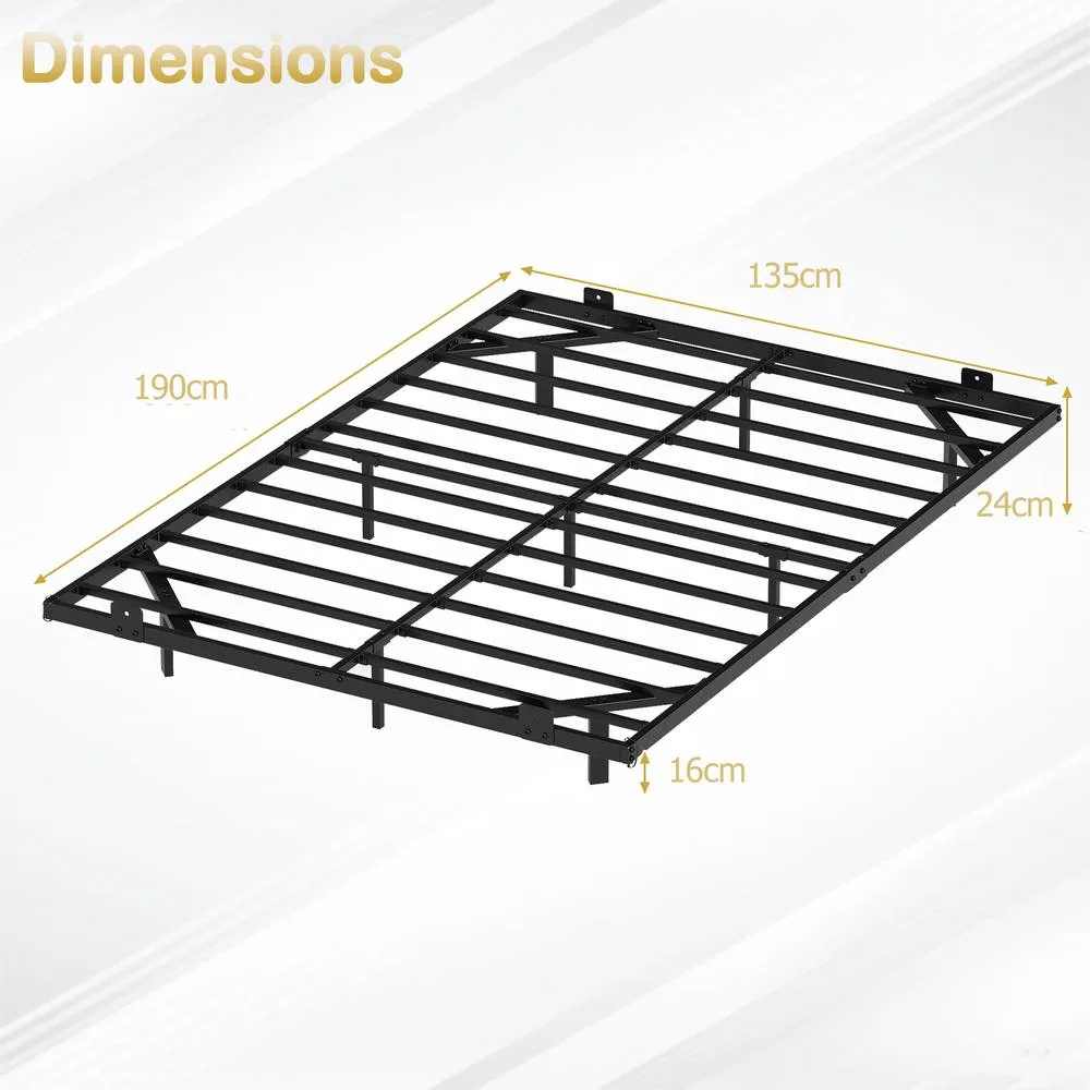Costway Double Size Floating Bed Frame w/ LED Lights Modern Metal Platform Bed in Black 2