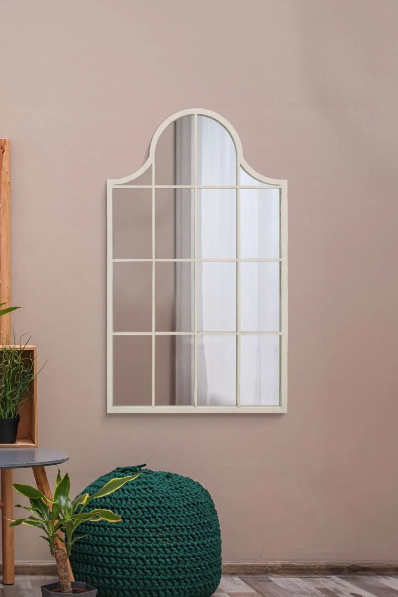 MirrorOutlet White Metal Framed Arched Wall Mirror 41" X 24" (104CM X 62CM)