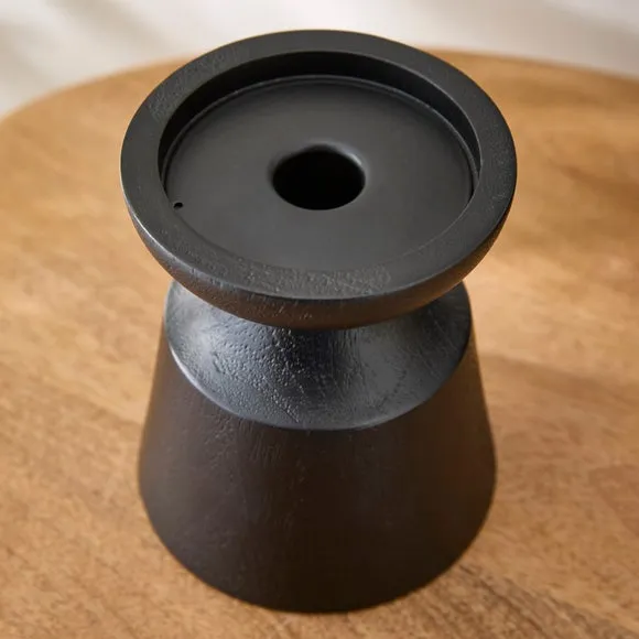 Black Mango Wood Sculpted Pillar Candle Holder 2