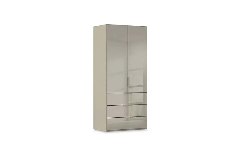 Haven 101cm 2 Door Combi Wardrobe with Glass Doors