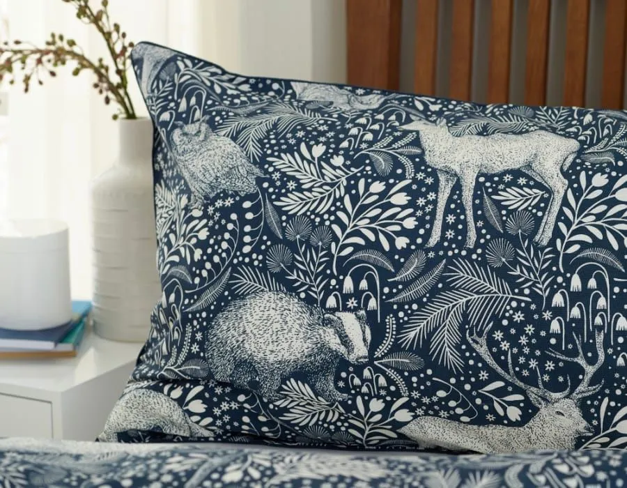 Deyongs Woodland Folk Printed Soft & Breathable Cotton Rich Duvet Cover Set in Navy 3