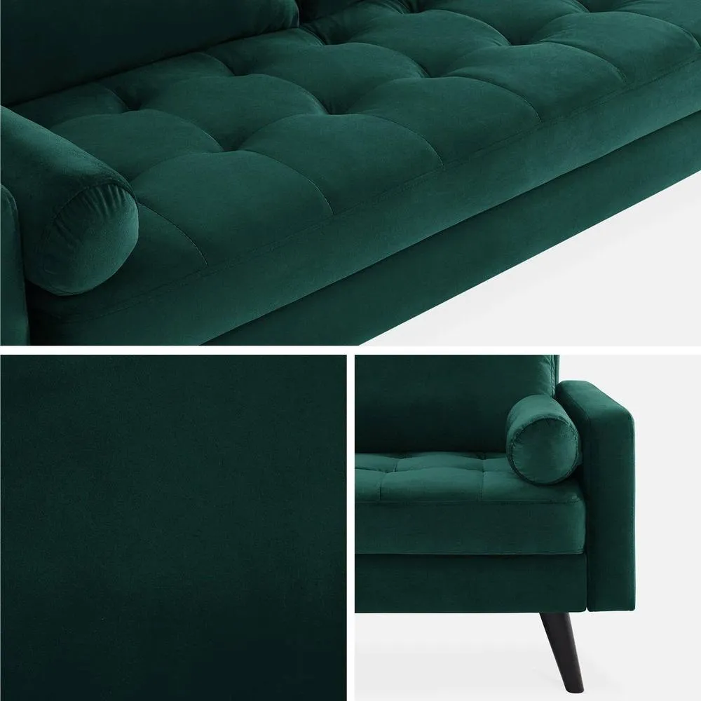 sweeek 3-seater Fabric Sofa With Vintage Style in Dark Green 6