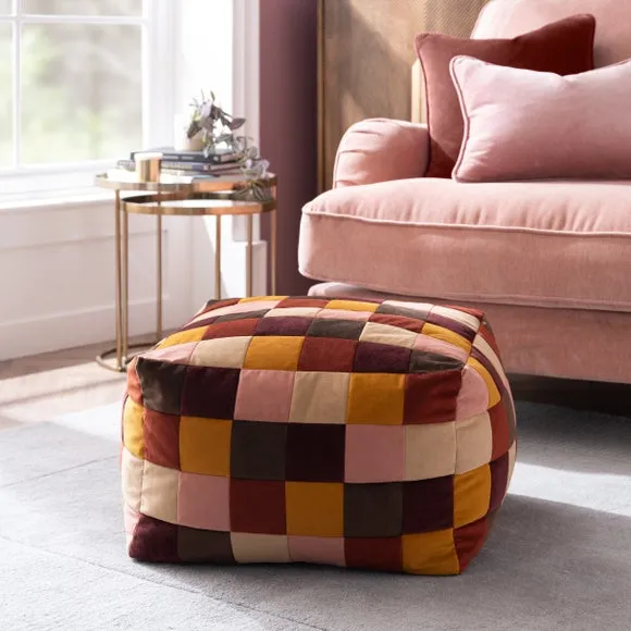 Eliza Patchwork Cube Pouffe 1