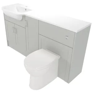 Deccado Padworth Whisper Grey Left Hand 1500mm Fitted Vanity & Toilet Pan Unit Combination with Left Hand Basin