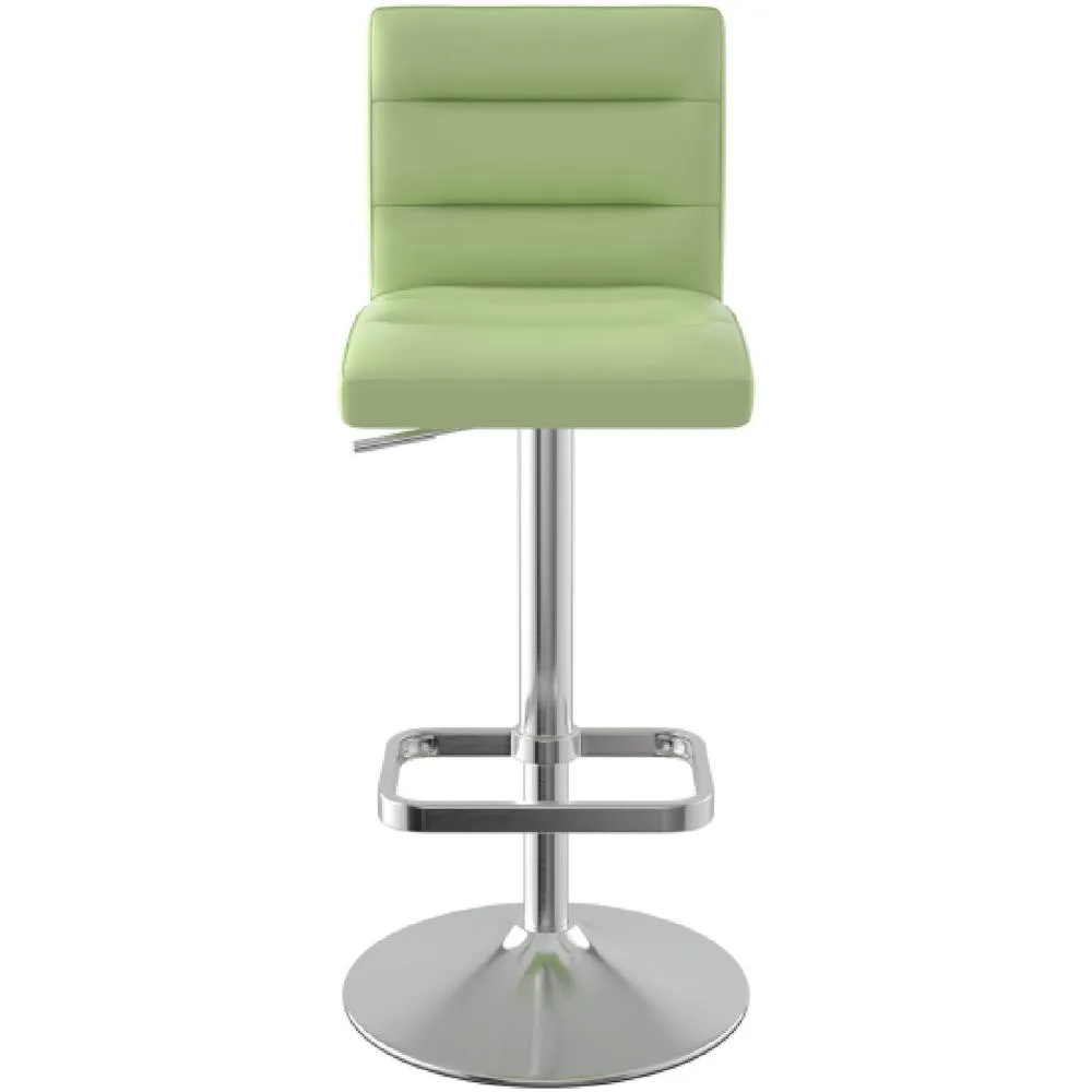 netfurniture Swank Brushed Steel Bar Stool With Faux Leather Padded Seat Green 3