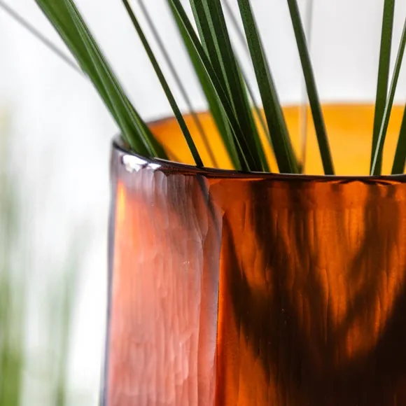 Crossland Grove Organic Faceted Hurricane Amber H260mm, Brown 3