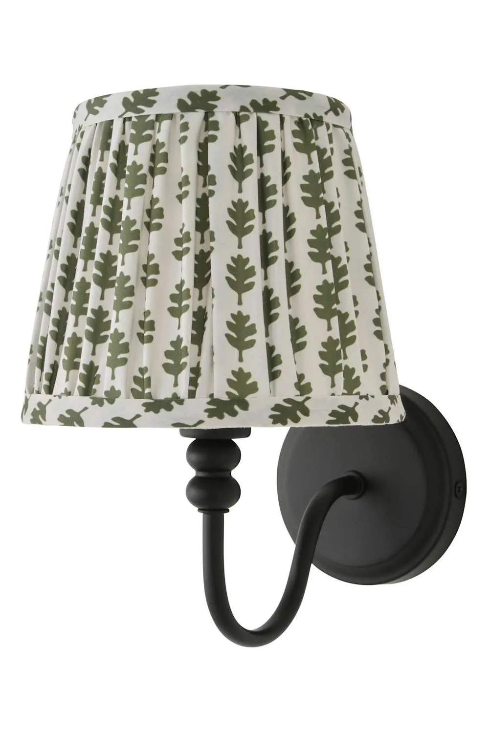 ValueLights Binky Rechargeable Matte Black Wall Light with Floral Pleated Shade in Pale Green 6