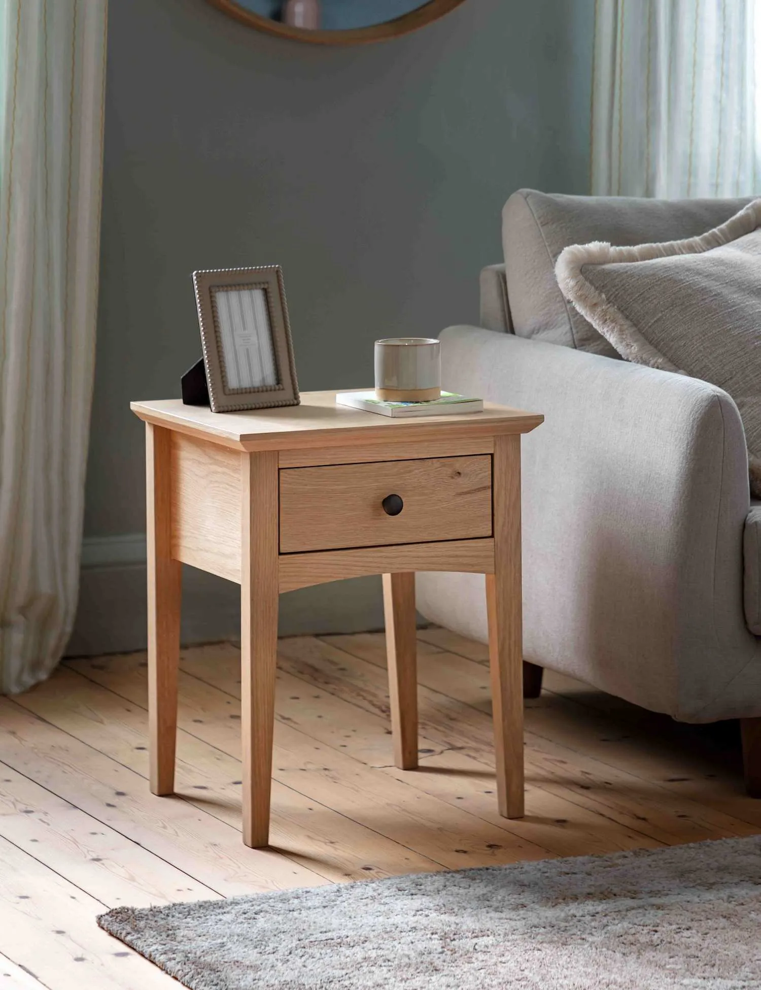 Gallery Direct Rye Oak Veneer 1 Drawer Side Table Natural