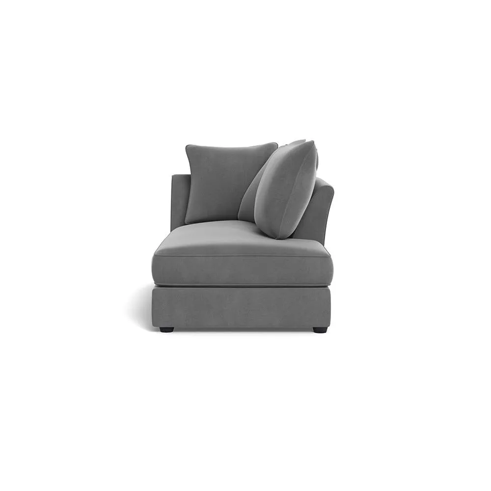 Heal's Tailor Right Hand Facing Chaise Unit Smart Velvet Mercury Black Feet 1
