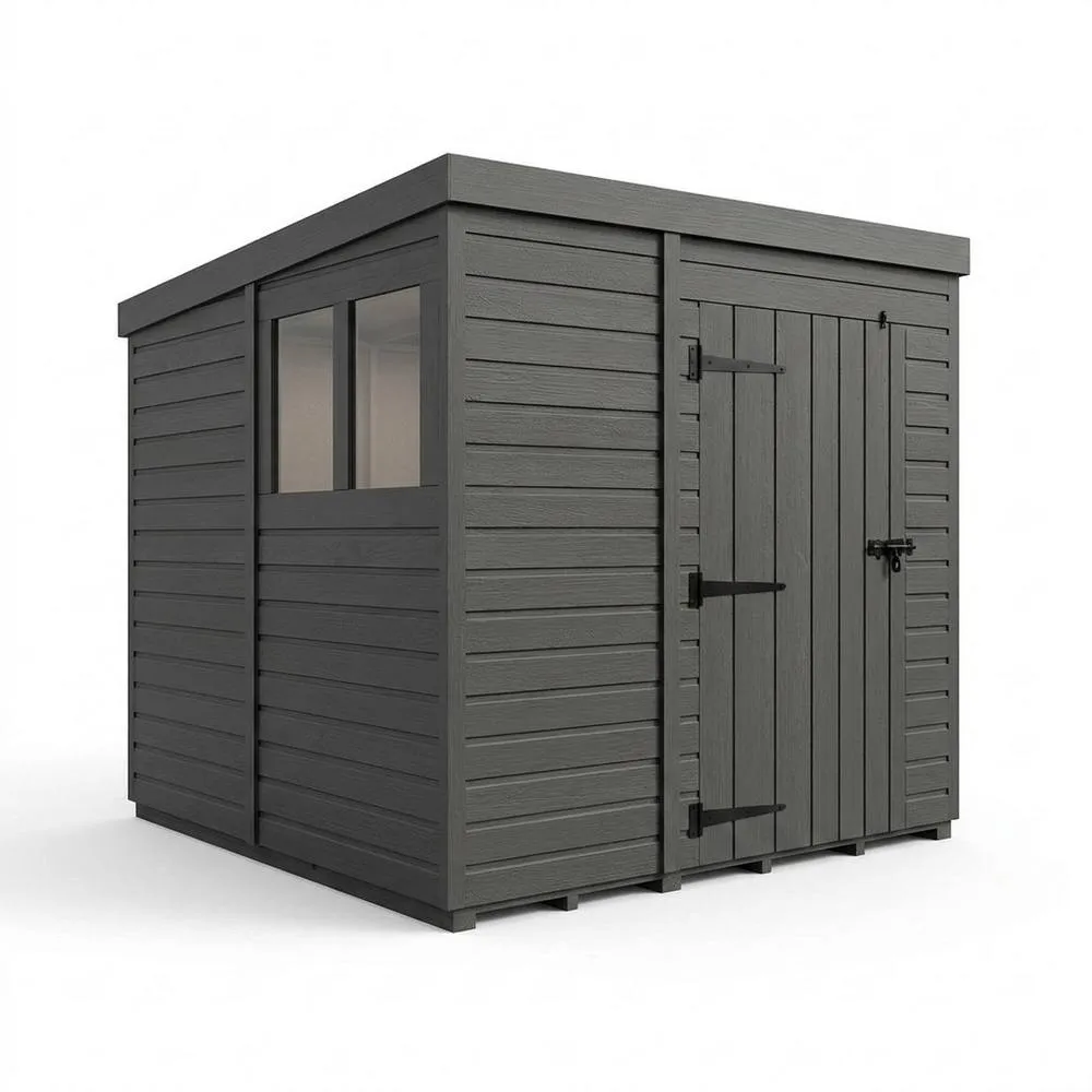 Buttercup Farm 9ft x 9ft Composite Pent Garden Shed Single Door With Windows - Grey