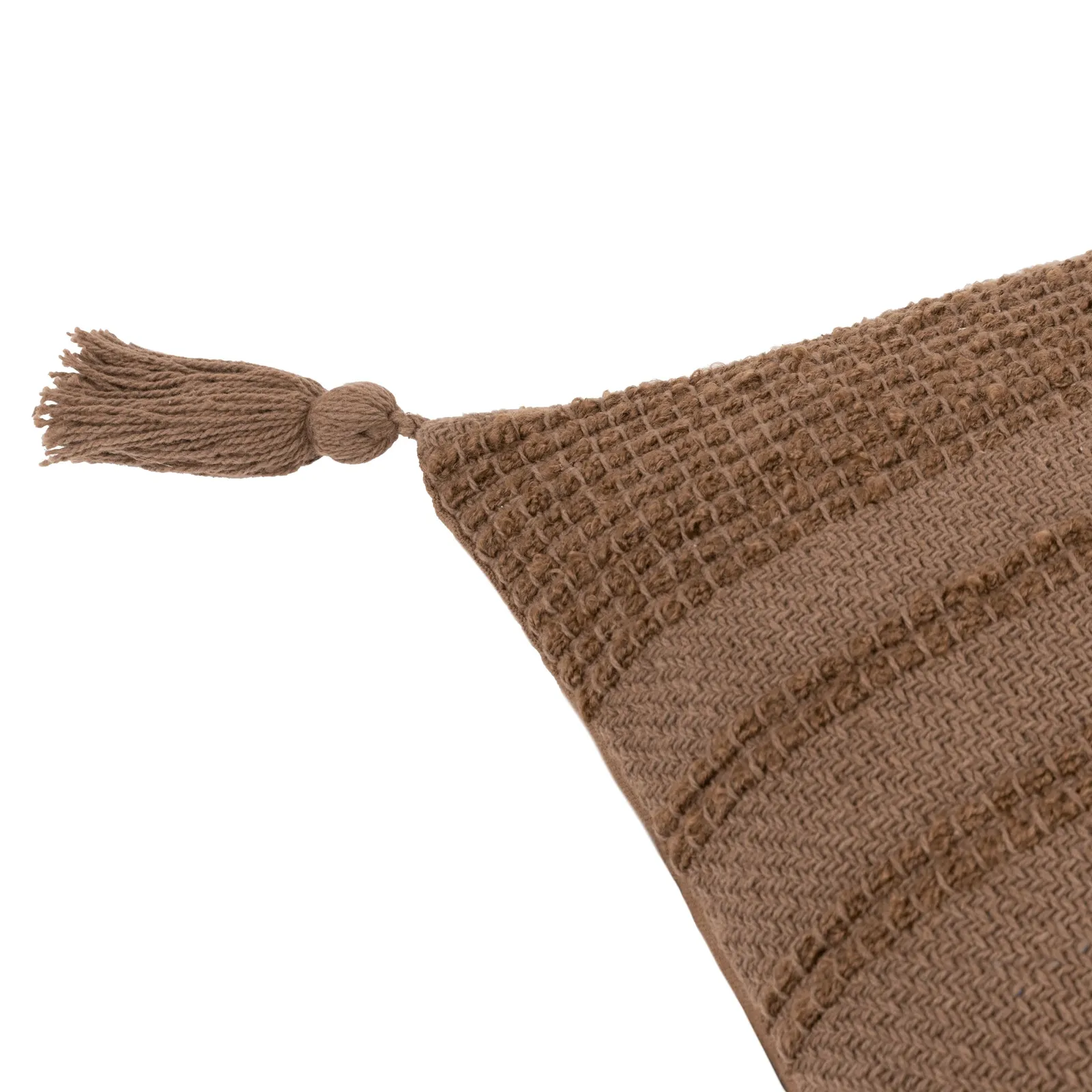 Yard Larch Woven Tasselled Cushion in Brown 6