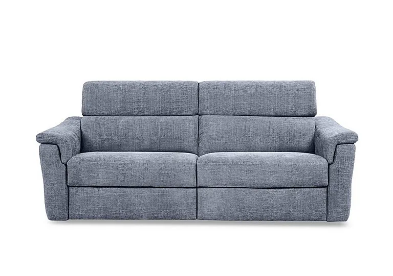 Bella 3 Seater Fabric Recliner Sofa with Headrests and Power Lumbar - Baby Blue