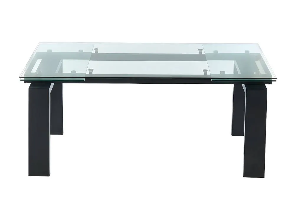 Vente-unique Extendable Dining Table - Tempered Glass & Metal - Black - 8 To 10 in Clear 6