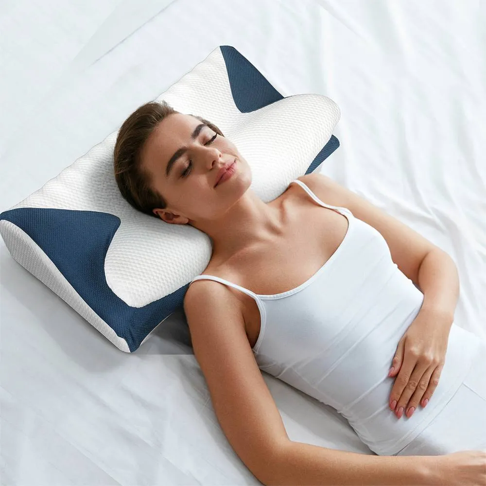 Lavio Cervical Contour Memory Foam Pillow Side Sleeper for Neck Pain Relief