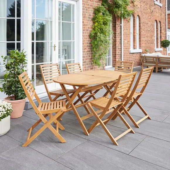 Vienna 6 Seater Wooden Garden Dining Set with Folding Table 2