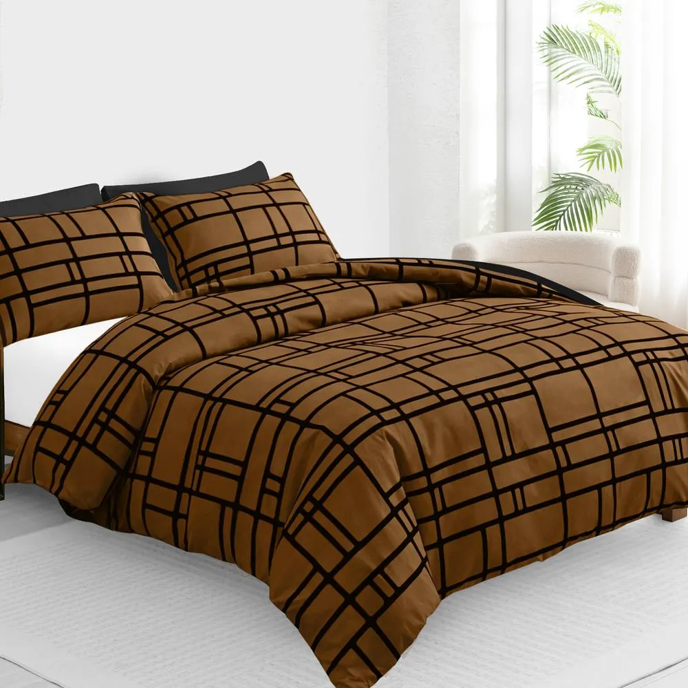 Grace Reversible Duvet Cover Sets Hypoallergenic Bedding Sets in Brown