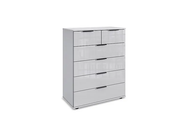 Antoni 6 Drawer Decor Chest with Glass Drawers - White