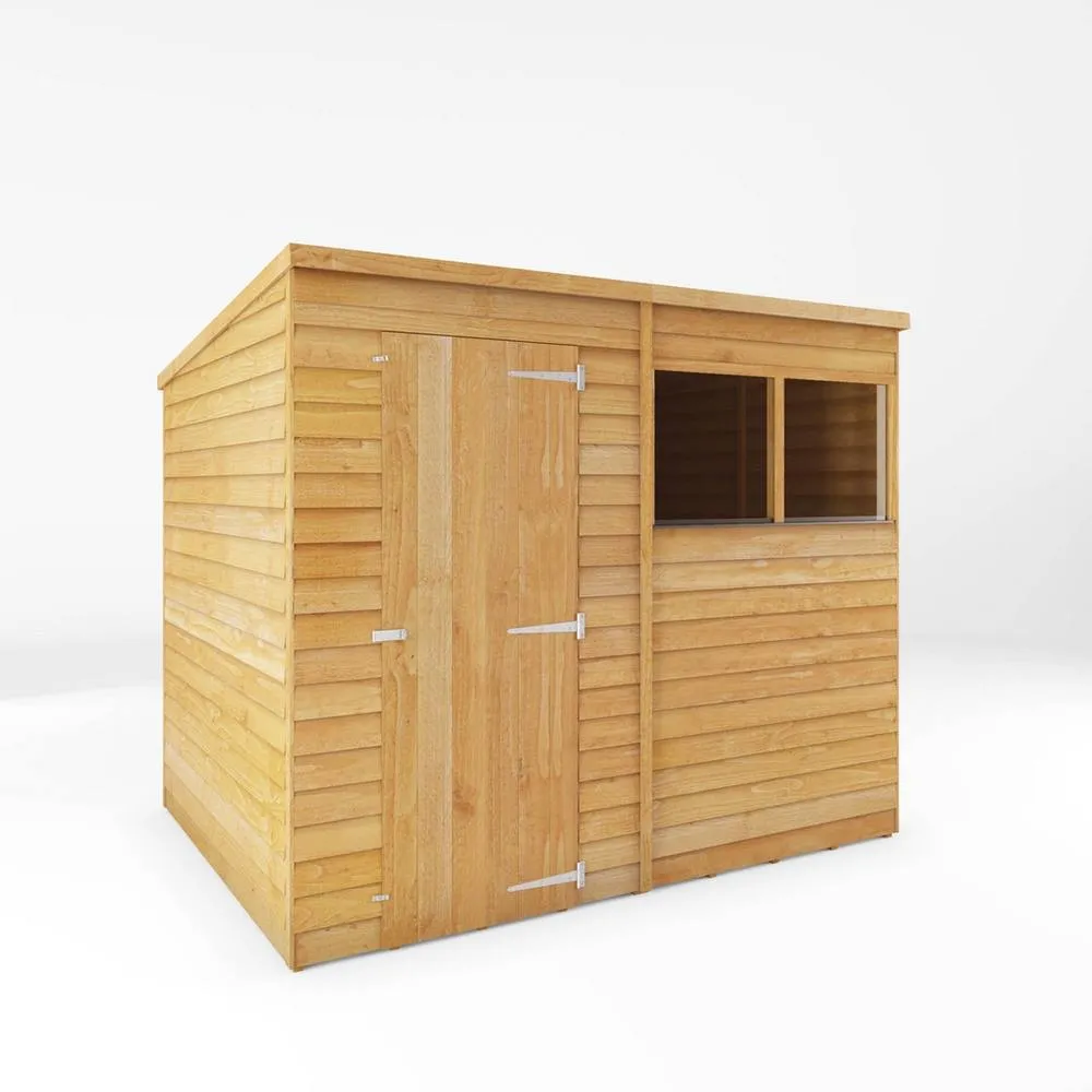 Mercia 8 x 6 Feet Overlap Pent Shed - L189.1 x W241 x H201.4 cm - Brown in Light Brown