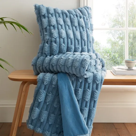 Bianca Carved Faux Fur Square Cushion 4