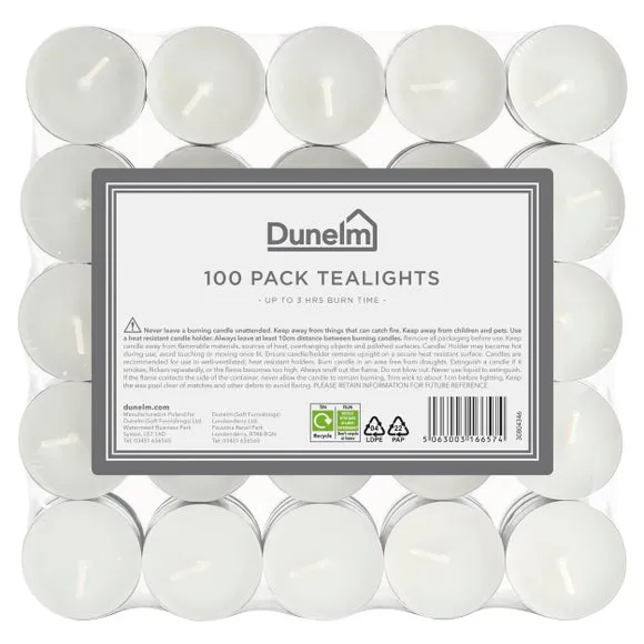Set of 100 Unscented Tealights