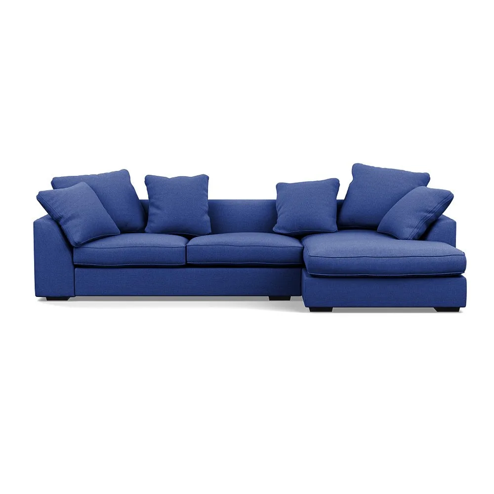 Heal's Cumulus Right Hand Facing Corner Sofa Brushed Cotton Cobalt Black Feet