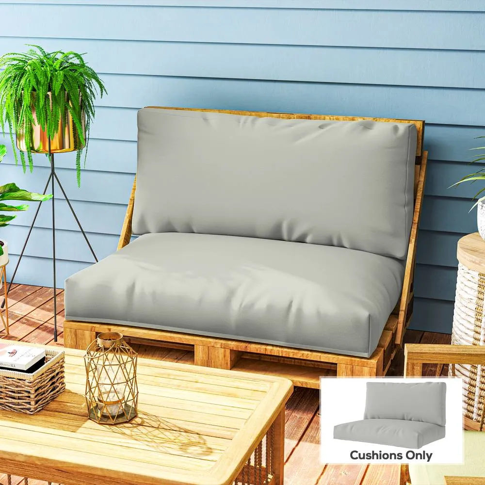 OUTSUNNY 2 Seat Pallet Cushions 20cm Thick Outdoor Seat Pads, Light Grey