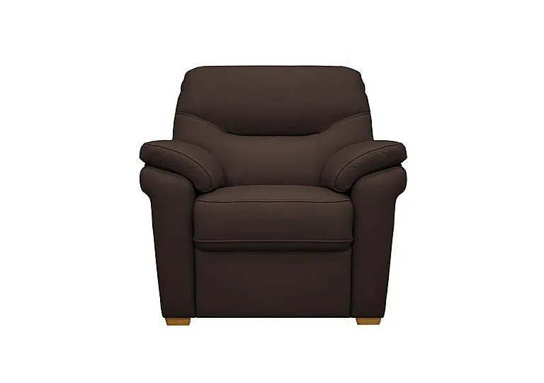 Seattle Leather Armchair with Wooden Feet - Capri Chocolate - Sofas and Armchairs