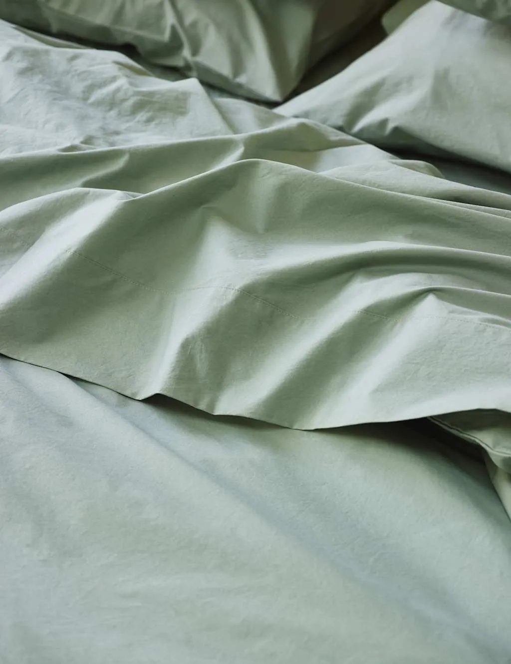 Piglet In Bed Pure Washed Cotton Percale Flat Sheet Green