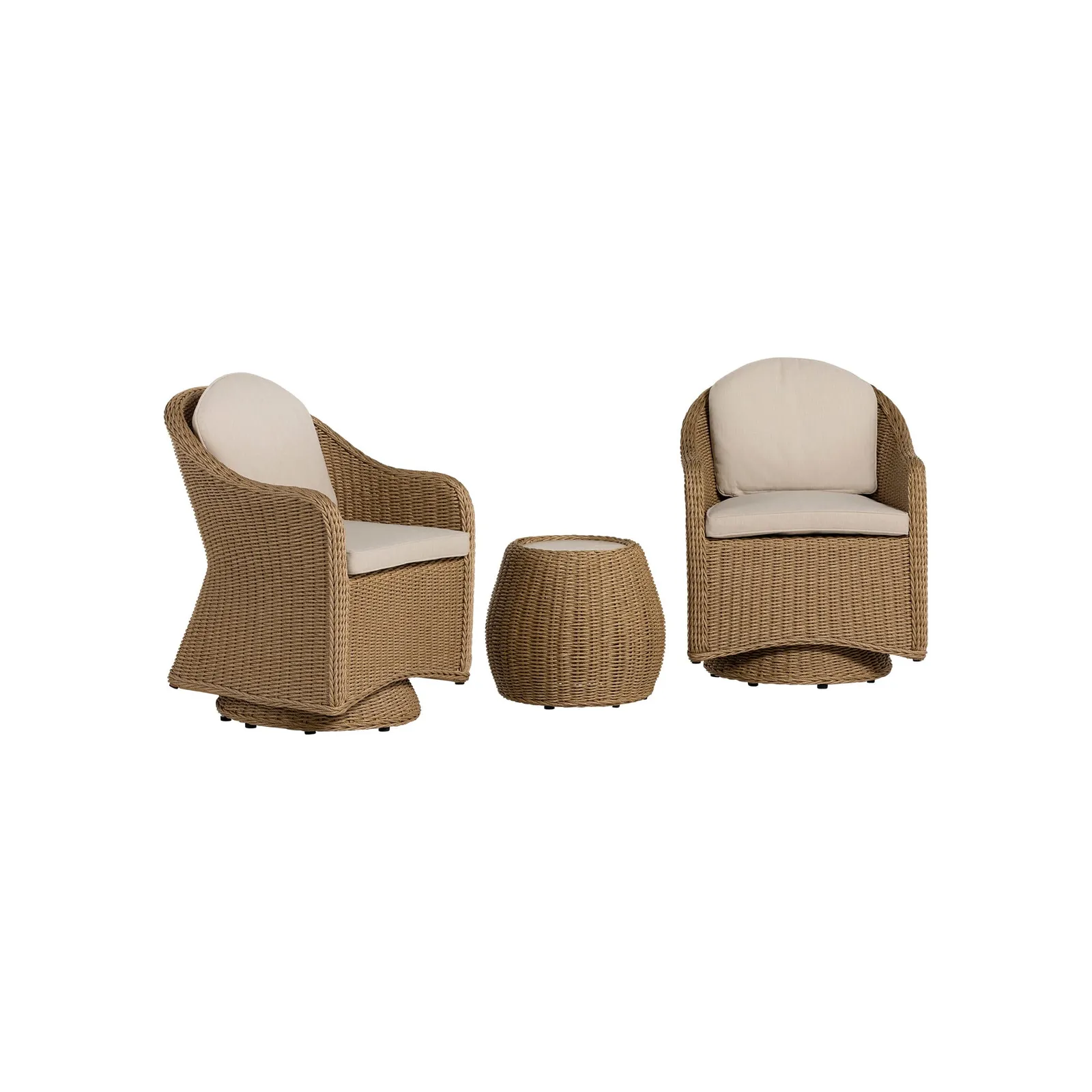 Garda Swivel Chair Duo Bistro Set, Rattan, Neutral | Barker & Stonehouse 6