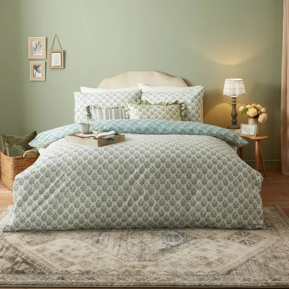 Riviera Krissa Block 144 Thread Reversible Duvet Cover & Pillowcase Set 3