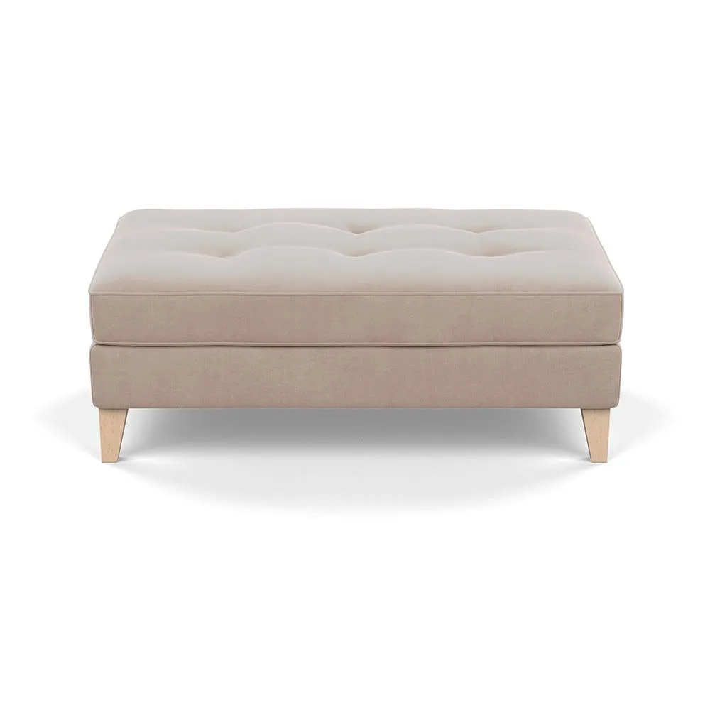 Heal's Mistral Footstool Smart Velvet Pebble Natural Feet