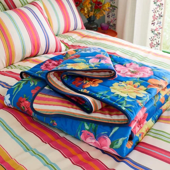 Sophie Robinson Darling Floral Reversible Stripe Bedspread 4