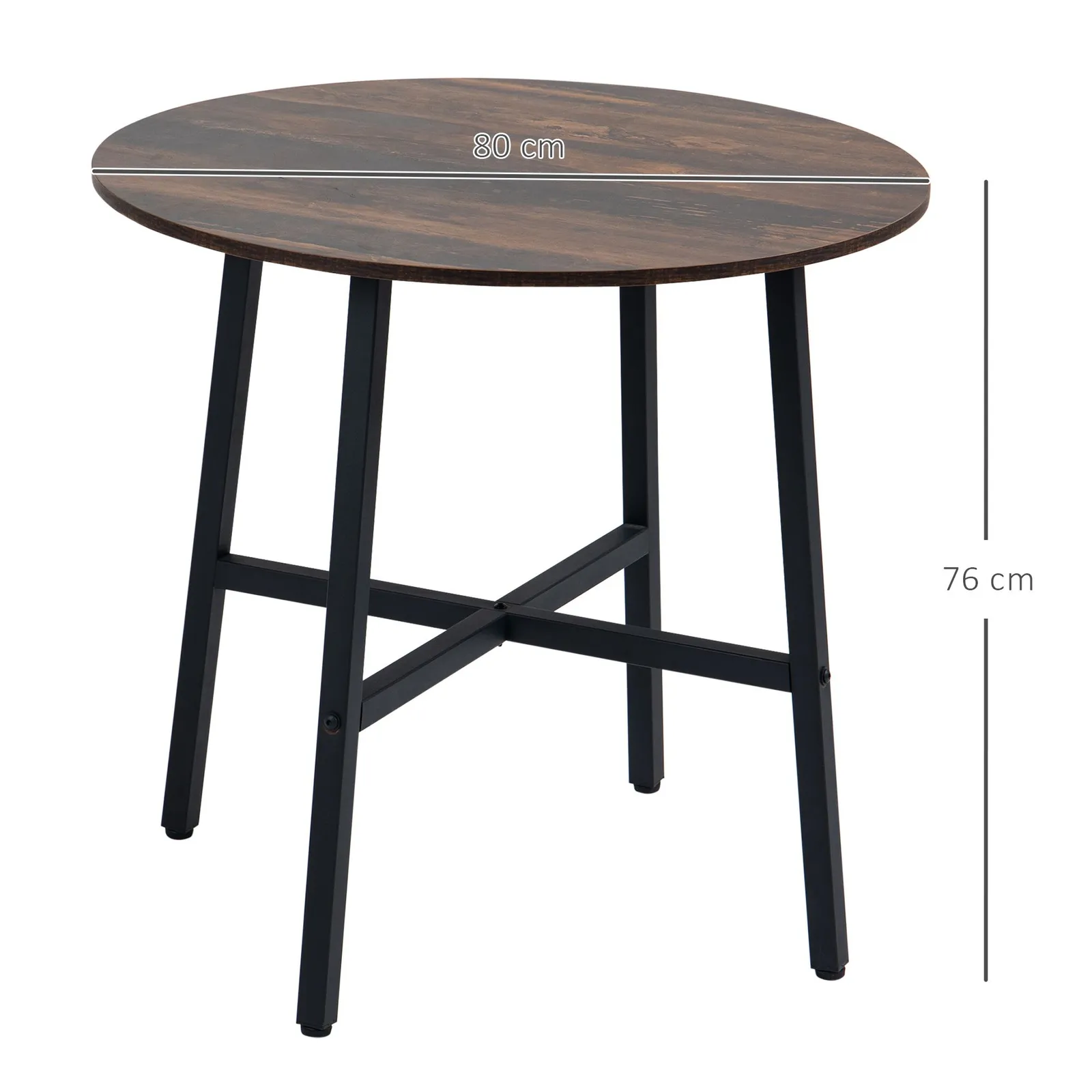 HOMCOM Dining Room Table for 4 People, Industrial Kitchen Table Steel Base in Brown 3