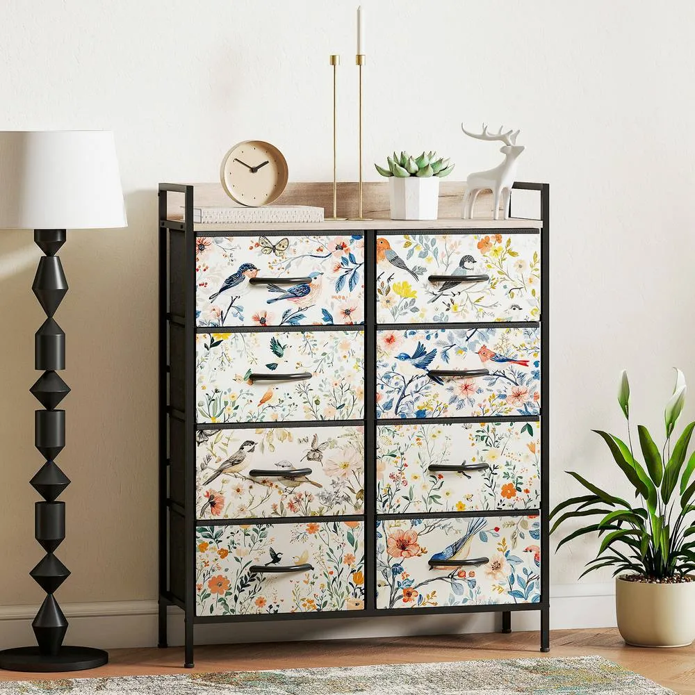 HOMCOM Chest of Drawers, Fabric Dresser with Open Shelf in White 2