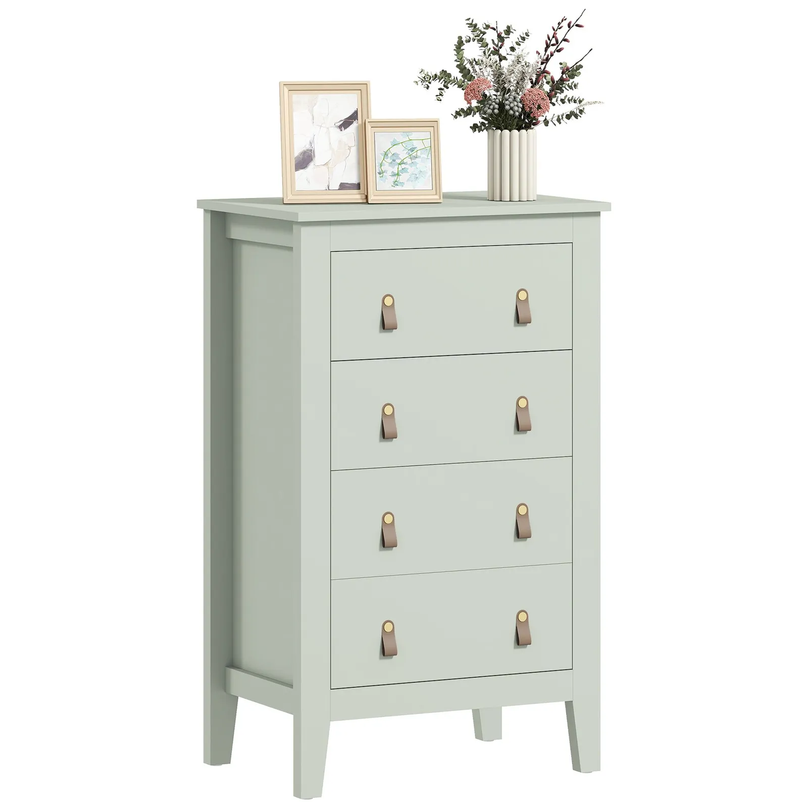 HOMCOM Chest of Drawers, Modern 4 Drawer Dresser in Green 2