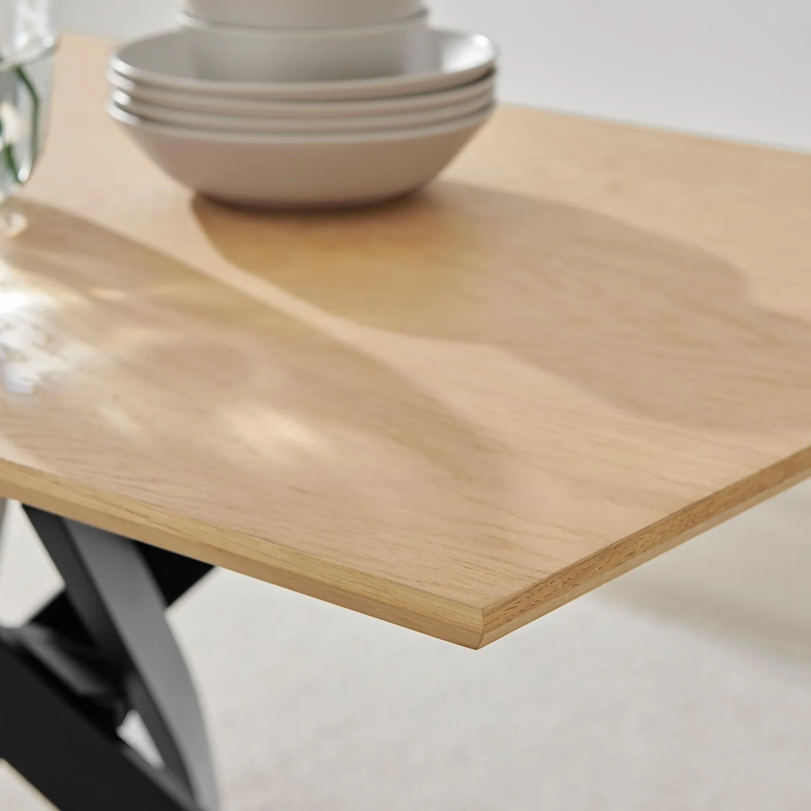 FurnitureboxUK Leonardo Oak Effect Dining Table & 4 Beaumont Green Fabric Chairs in Brown 4