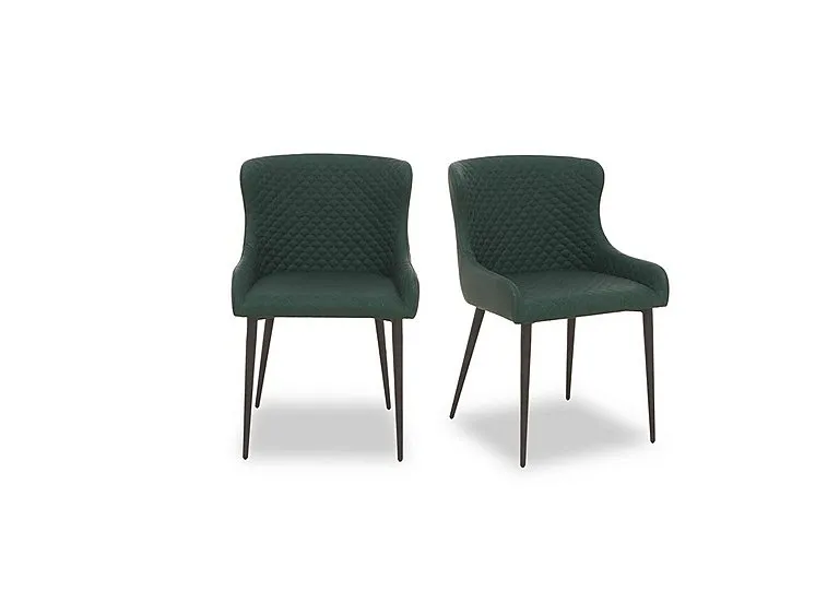 Hanoi Pair of Faux Leather Dining Chairs - Bottle Green