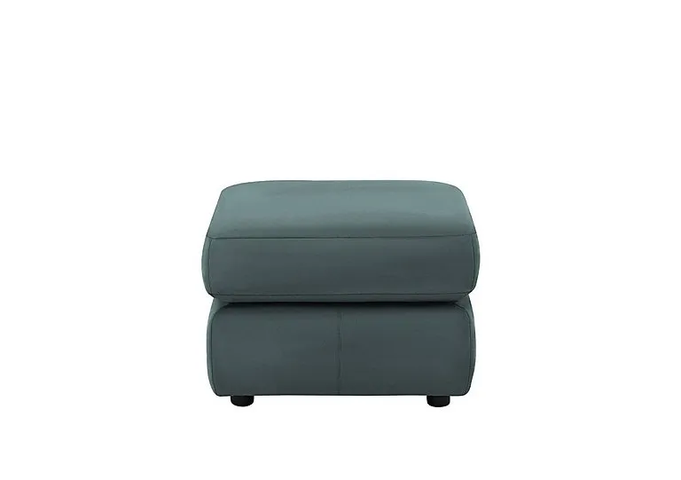 Avon Leather Footstool - Cambridge Petrol Blue