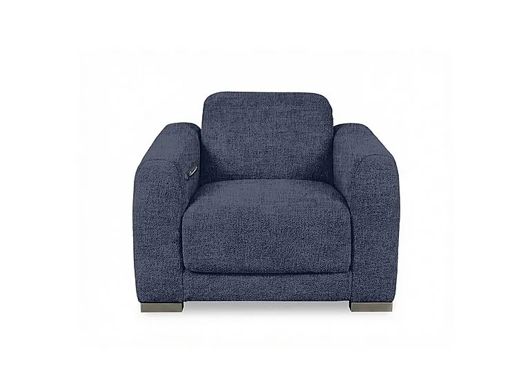 Edison Fabric Power Recliner Chair with Power Headrests and Lights - Dark Denim