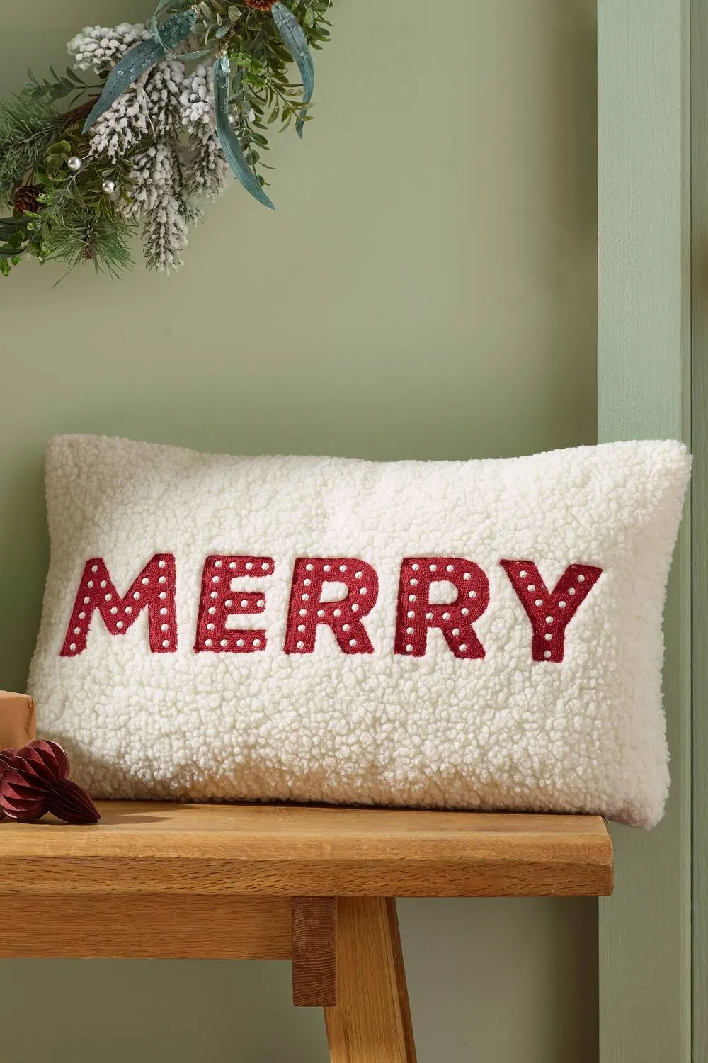 Catherine Lansfield 'Merry Boucle' Cushion in White