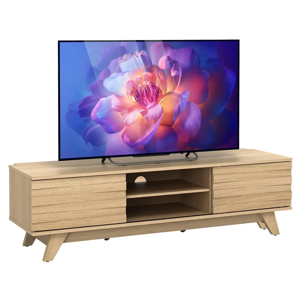 Costway TV Stand for TVs up to 55" with 2 Sliding Doors in Khaki