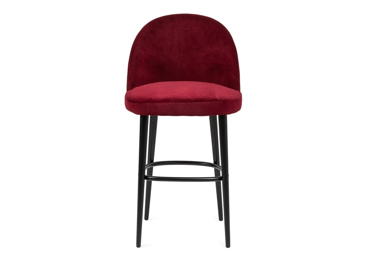 Heal's Austen Bar Stool Plush Velvet Burgundy Black Leg